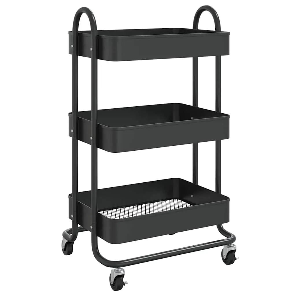 3-Tier Trolley Steel 43x34x79cm Black