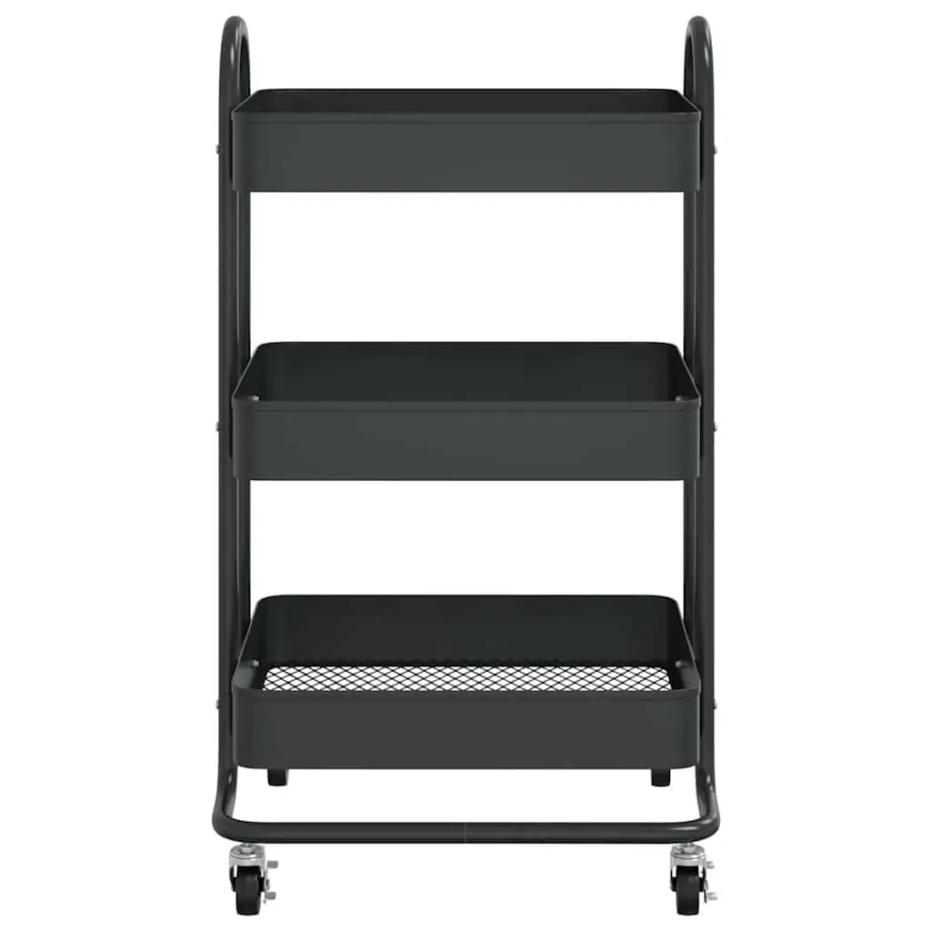 3-Tier Trolley Steel 43x34x79cm Black