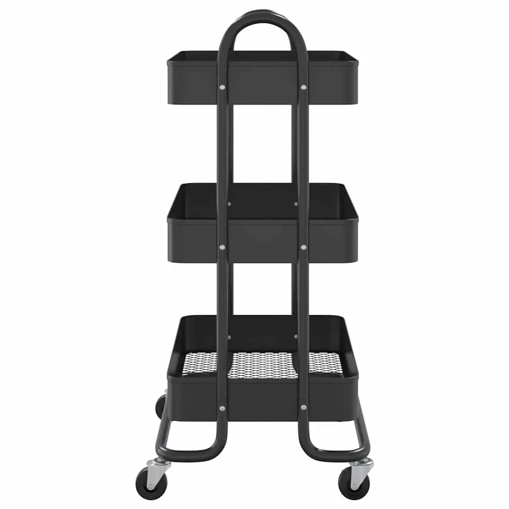 3-Tier Trolley Steel 43x34x79cm Black