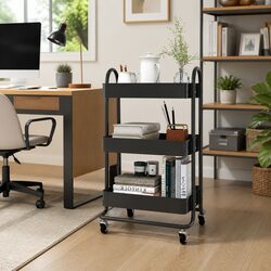 Durable 3-Tier Storage Trolley in Anthracite Steel