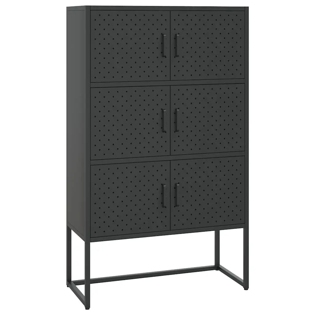 6-Door Black Highboard Storage Cabinet
