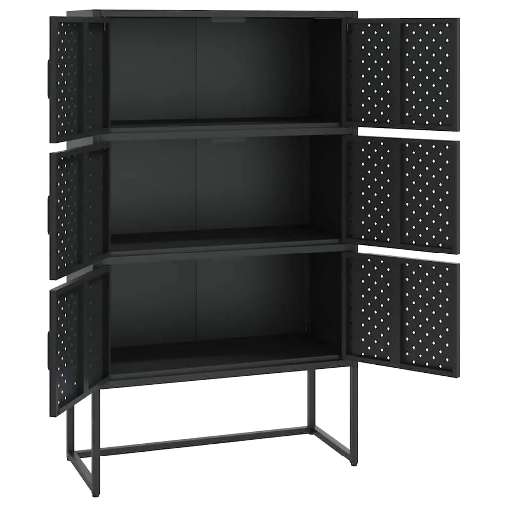 6-Door Black Highboard Storage Cabinet