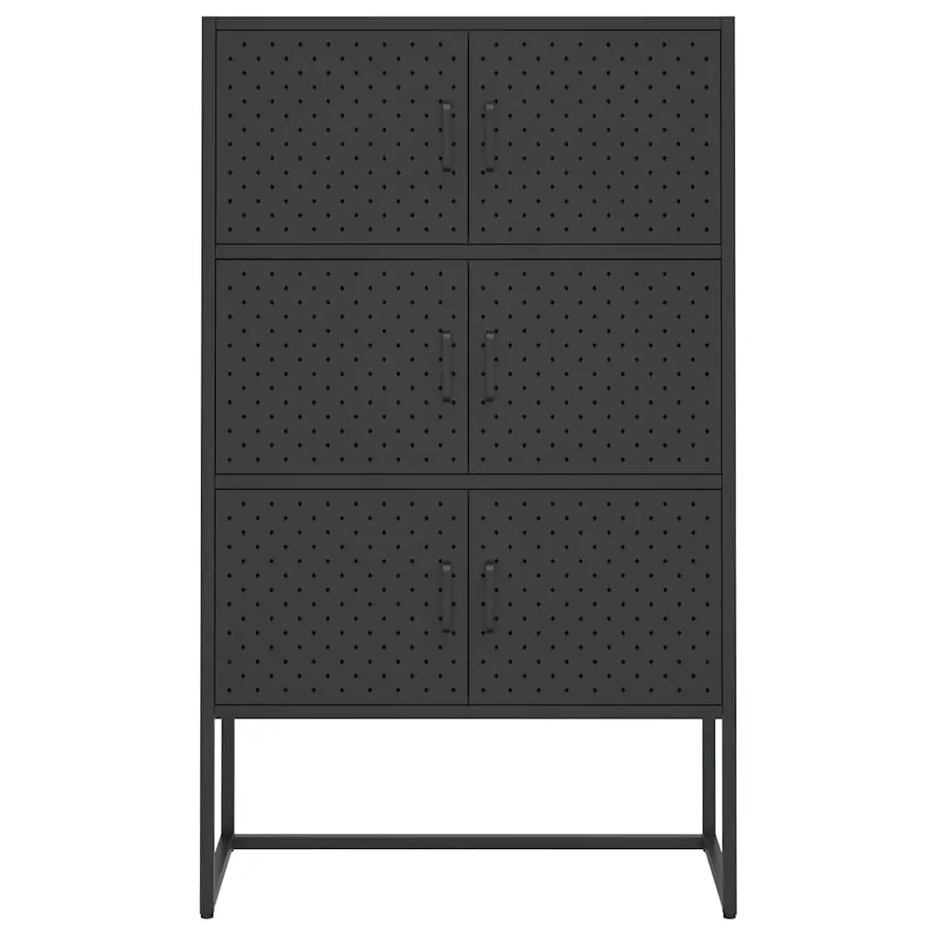 6-Door Black Highboard Storage Cabinet
