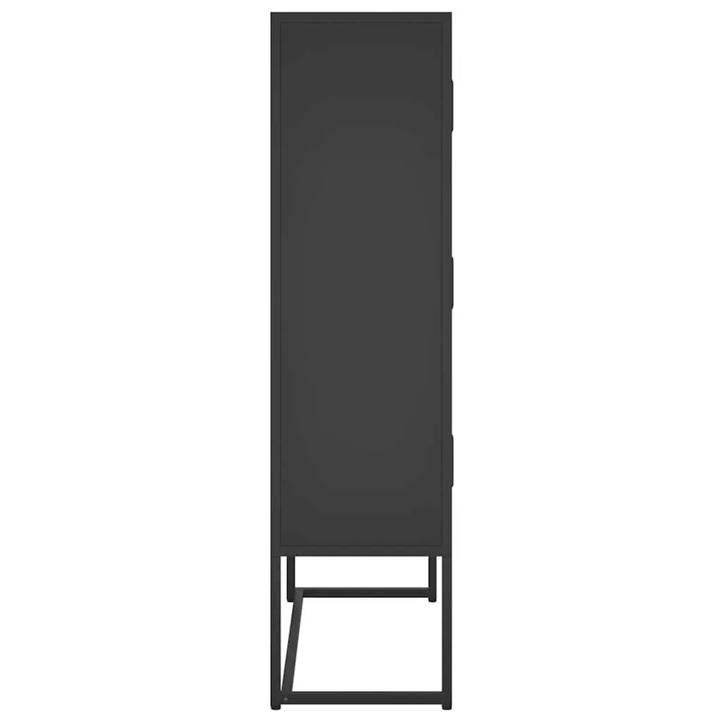 6-Door Black Highboard Storage Cabinet