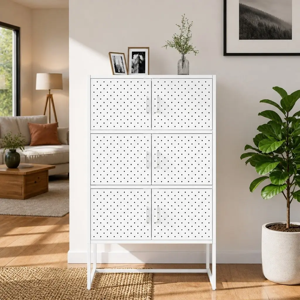 White Highboard Cabinet with Ample Storage