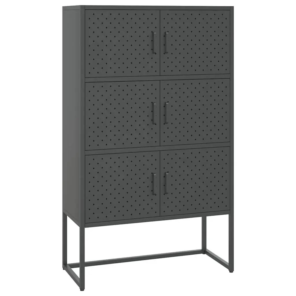 Anthracite Highboard Cabinet with 6 Doors
