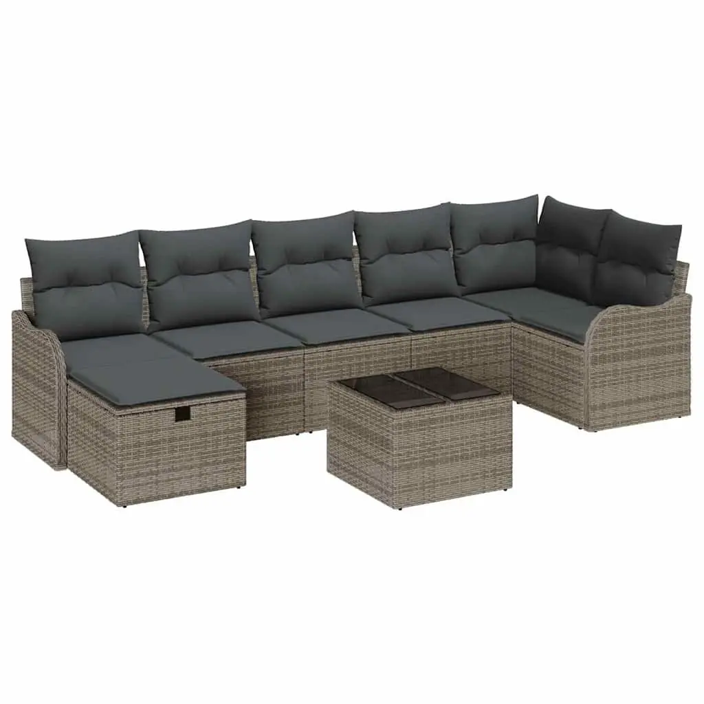 Grey Poly Rattan Modular Outdoor Sofa Set with Cushions