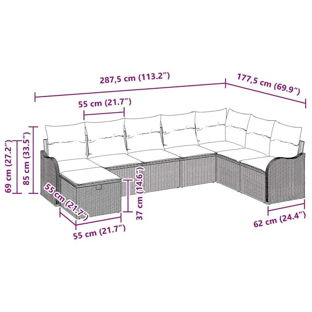 Black Poly Rattan Outdoor Sofa Set with Storage