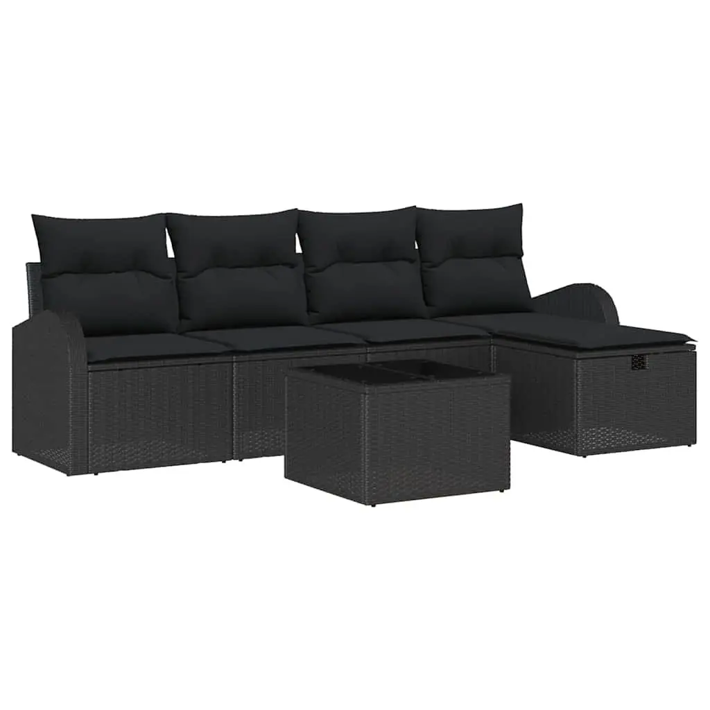 6 Piece Modular Outdoor Sofa Set in Black