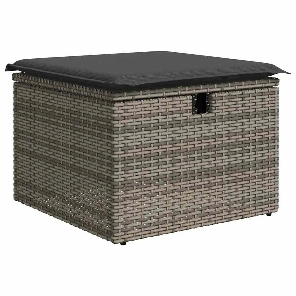 4-Piece Grey Poly Rattan Outdoor Sofa Set with Storage