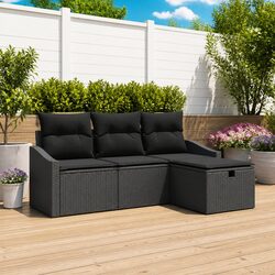 4-Piece Modular Outdoor Sofa Set with Storage – Black