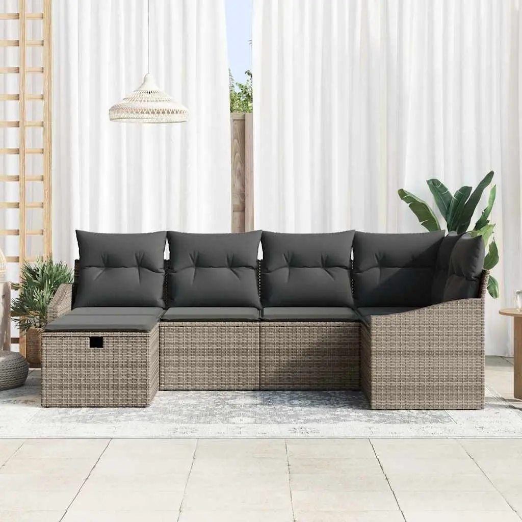 Outdoor Sofa Set Poly Rattan Modular Grey Garden Furniture