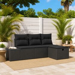 Stylish 4-Piece Modular Garden Sofa Set in Black