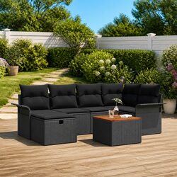Premium 7 Piece Modular Garden Sofa Set in Black