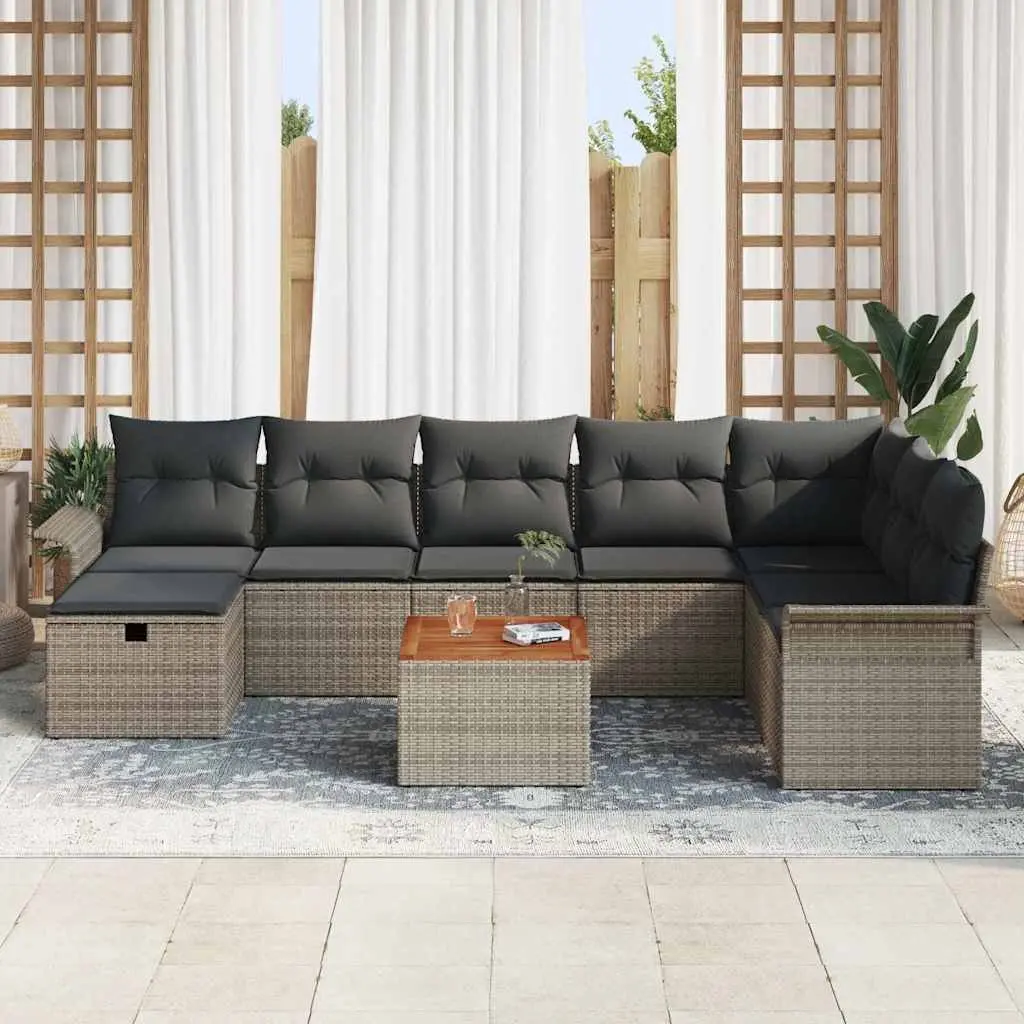 9 Piece Grey Modular Outdoor Garden Sofa Set