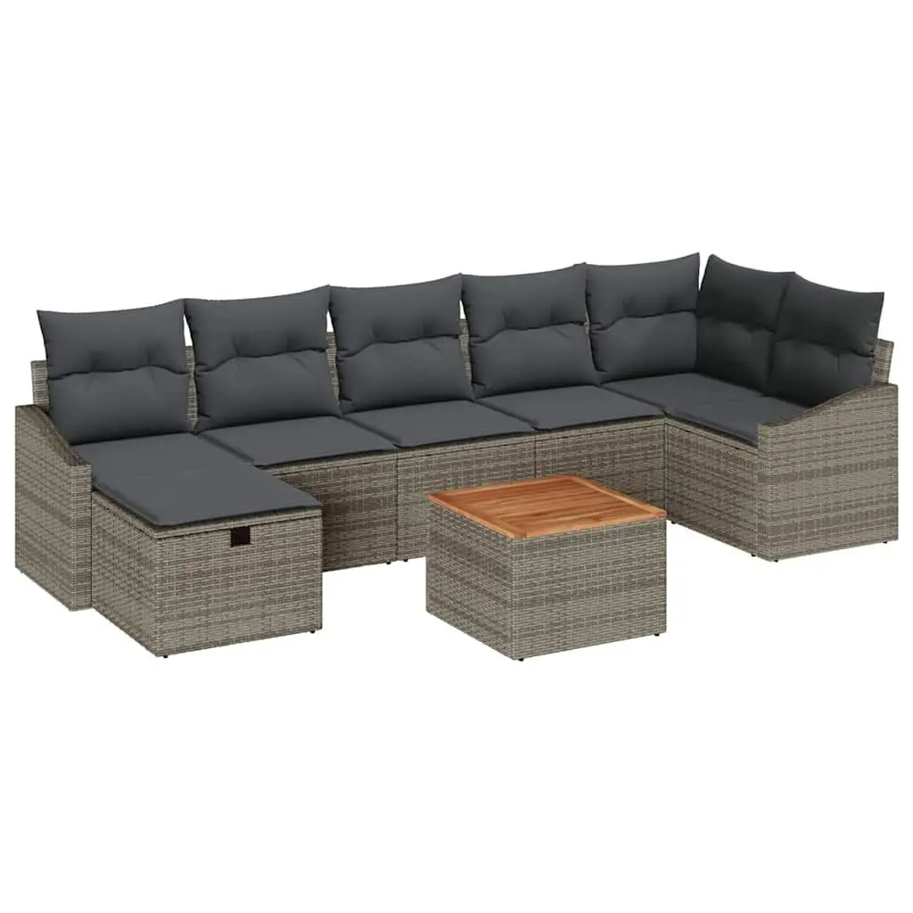 Garden Sofa Set Poly Rattan 8 Piece Outdoor Furniture Grey Patio Lounge Seating