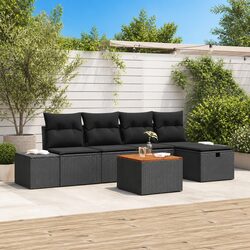 6-Piece Modular Garden Sofa Set with Storage in Black