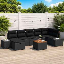 Stylish 8-Piece Garden Sofa Set in Black Poly Rattan