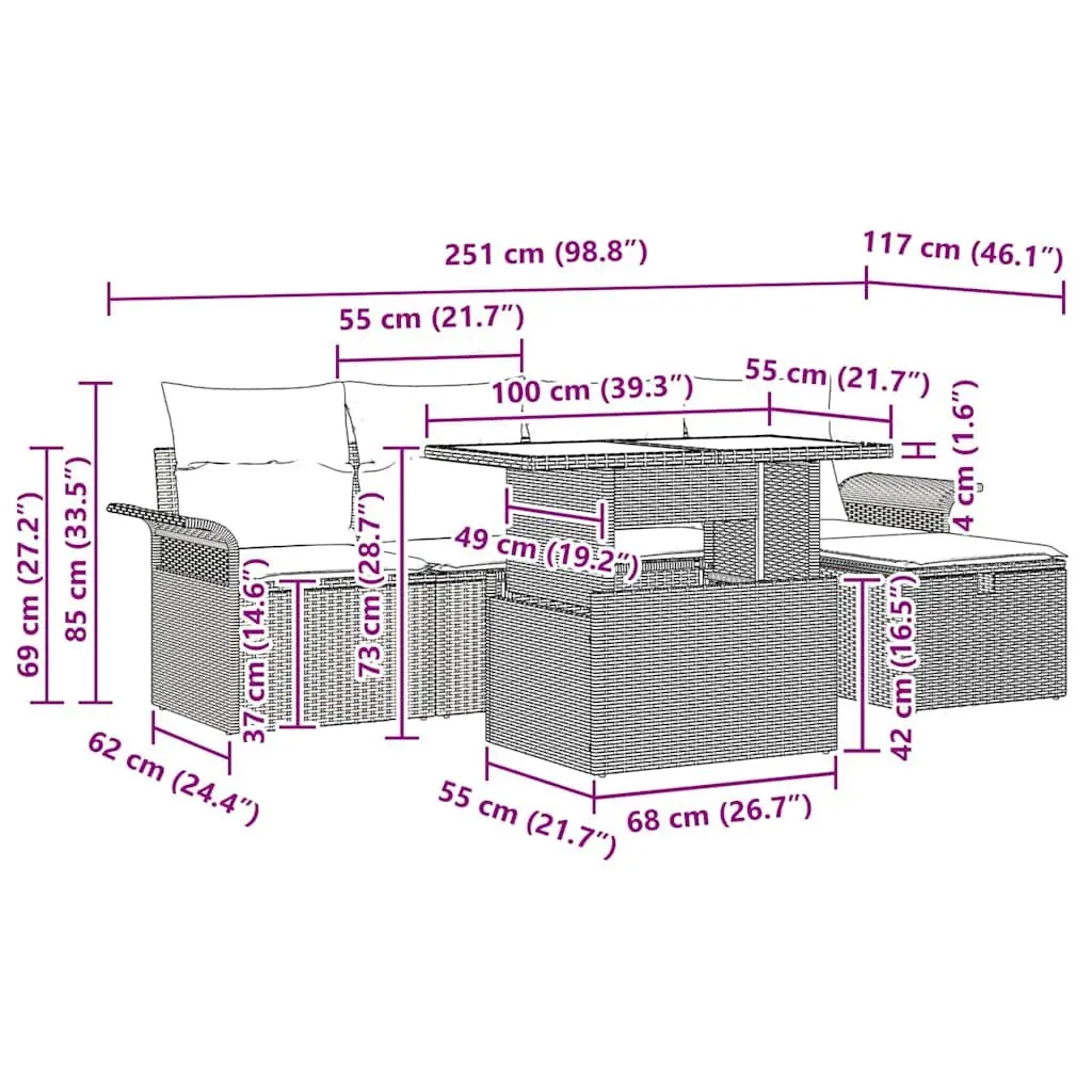 Modular Poly Rattan Garden Sofa Set in Black