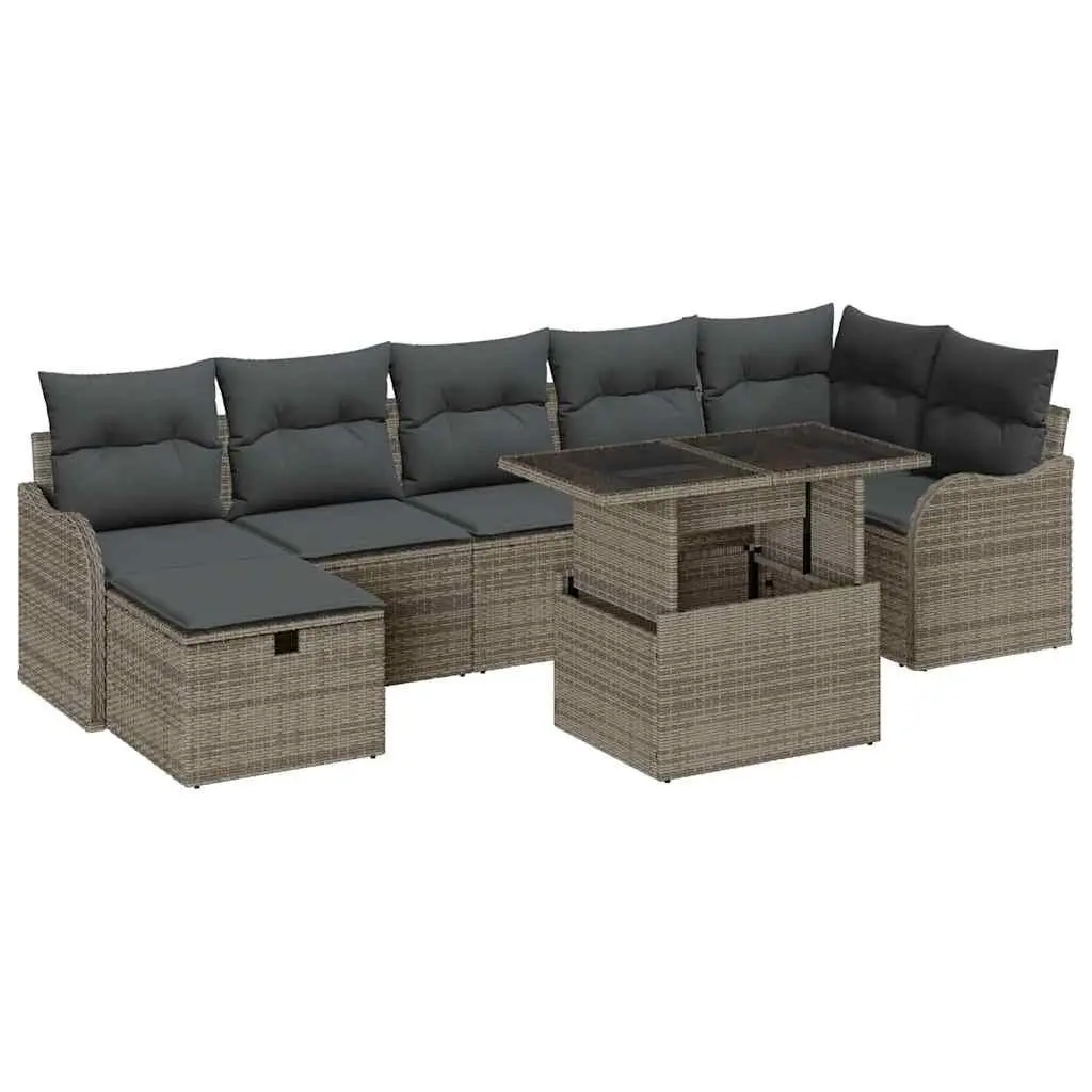 Garden Sofa Set Poly Rattan 8 Piece Outdoor Furniture Modular Grey