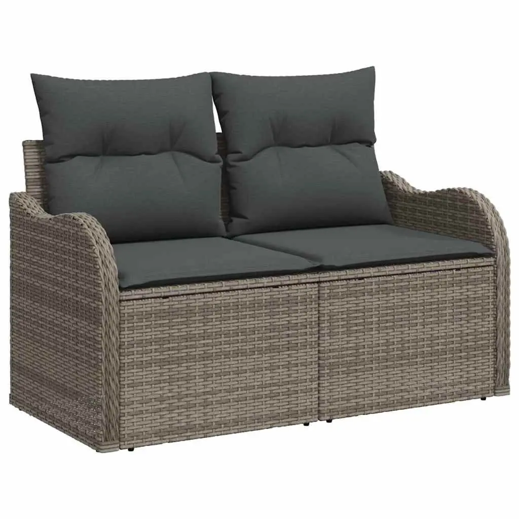 Outdoor Garden Sofa Set 9 pcs Modular Rattan Sectional with Cushions Grey