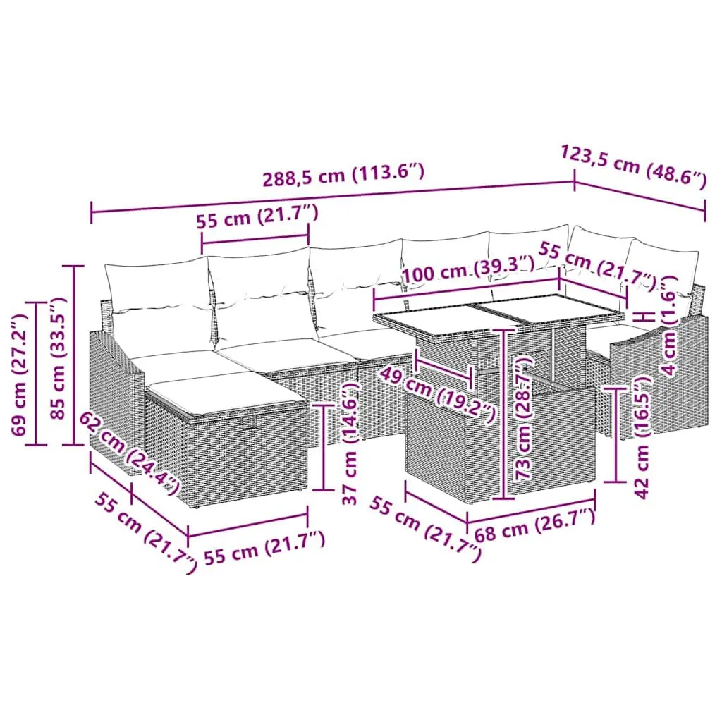 8-Piece Modular Garden Sofa Set with Storage