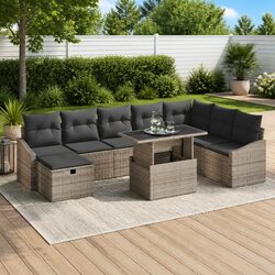 Durable 9-Piece Modular Garden Sofa Set with Storage