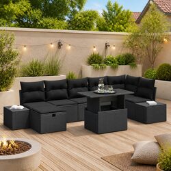 8 Piece Modular Outdoor Garden Sofa Set with Cushions