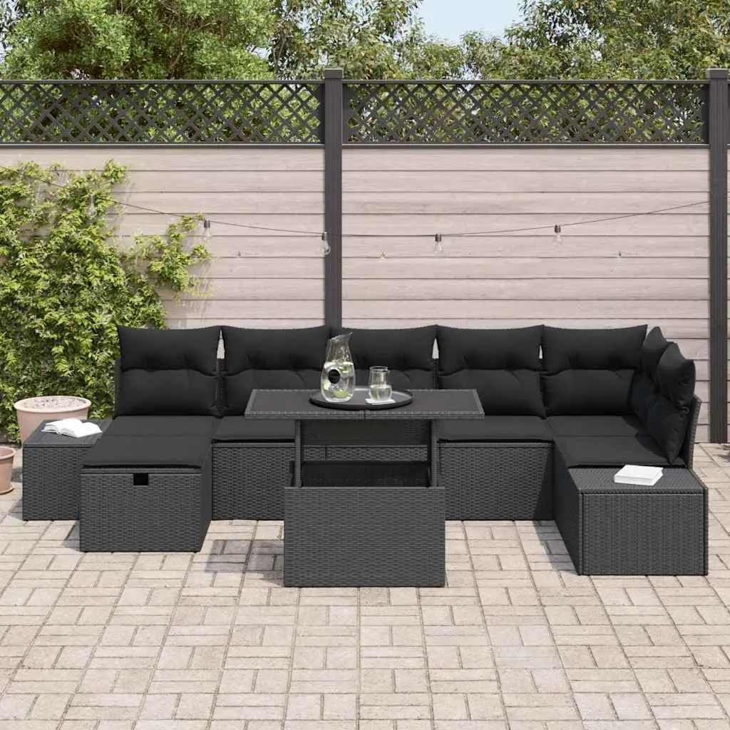 Modular Garden Sofa Set 8 Piece Powder-coated Steel Poly Rattan Beige