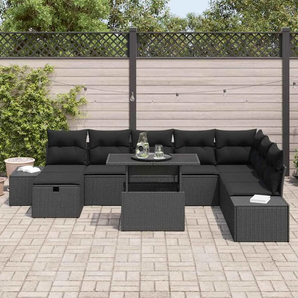 Modular Garden Sofa Set 11 Pcs in Black