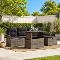 6-Piece Grey Garden Sofa Set for Outdoor Relaxation