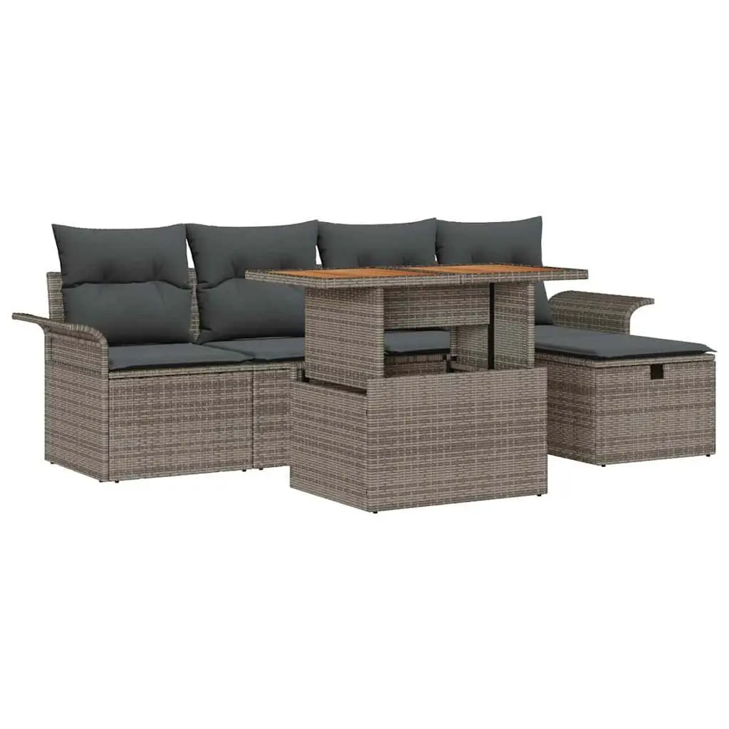 6-Piece Grey Garden Sofa Set for Outdoor Relaxation