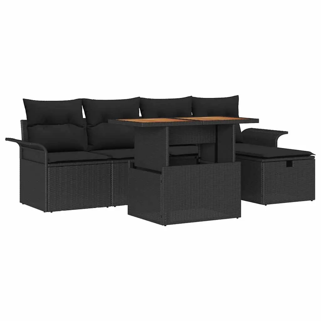 6-Piece Modular Garden Sofa Set in Black