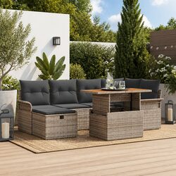 Stylish 7-Piece Garden Sofa Set in Grey Poly Rattan