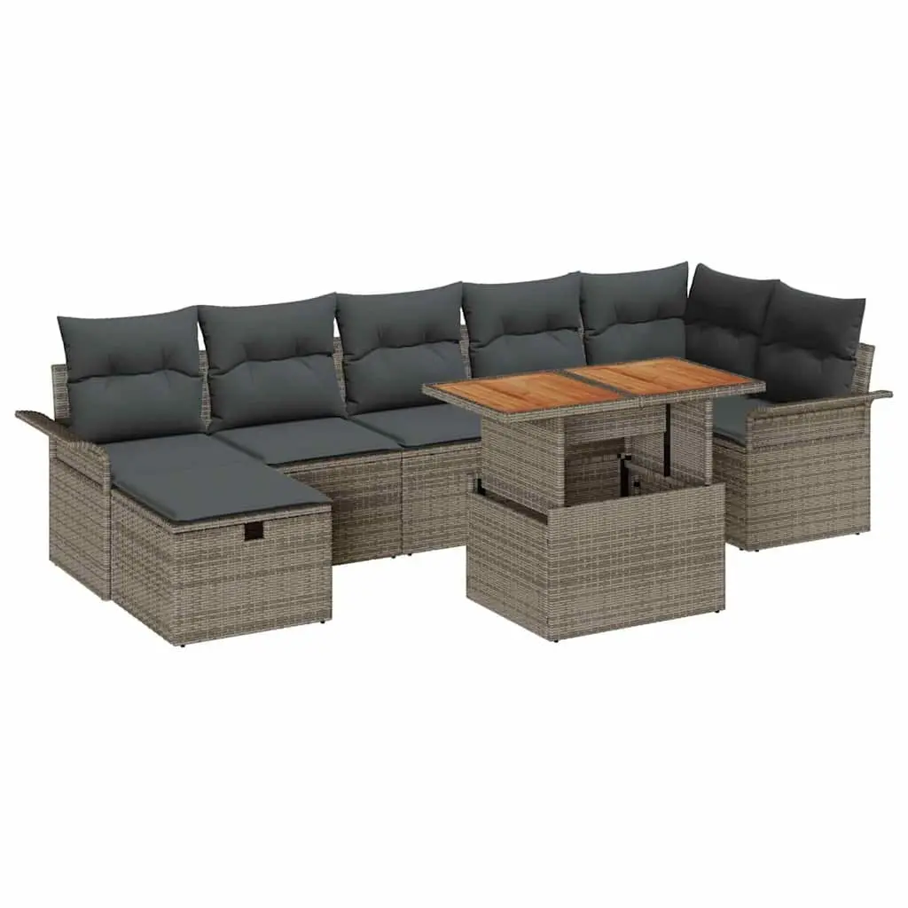 Garden Sofa Set Poly Rattan 8 Piece Outdoor Furniture Grey Modular Seating