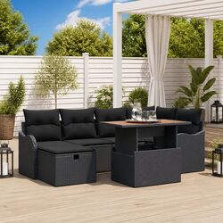 Modular 7-Piece Garden Sofa Set in Black Poly Rattan