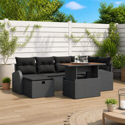 Premium 7 Piece Modular Outdoor Sofa Set in Black Rattan