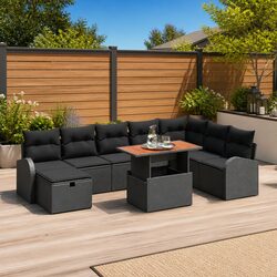 9-Piece Outdoor Modular Sofa Set with Adjustable Table