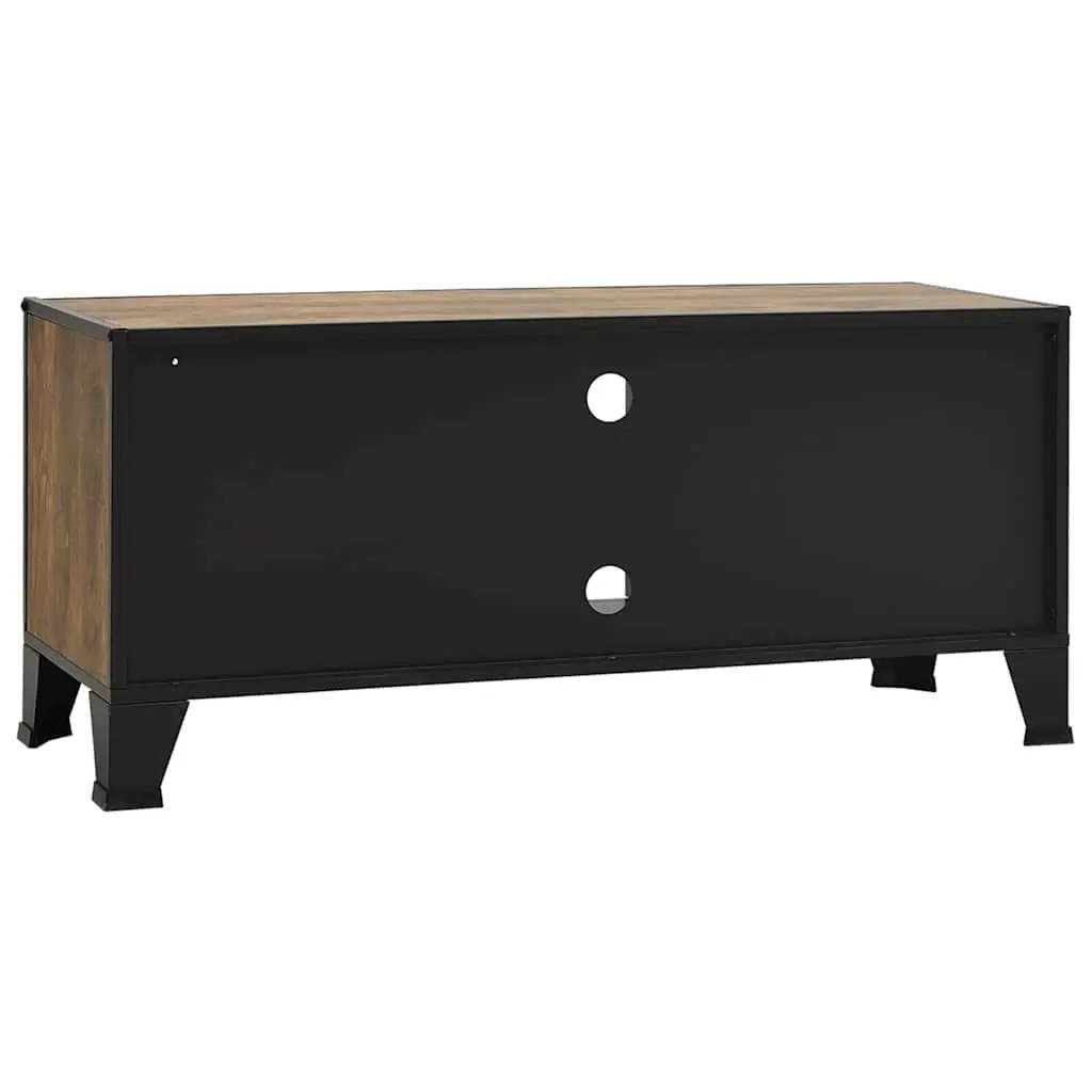Rustic Brown TV Cabinet with Mesh Doors and Shelf