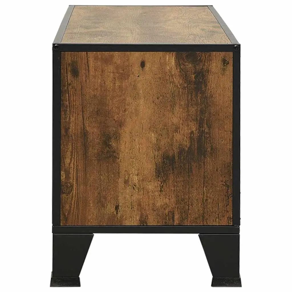 Rustic Brown TV Cabinet with Mesh Doors and Shelf