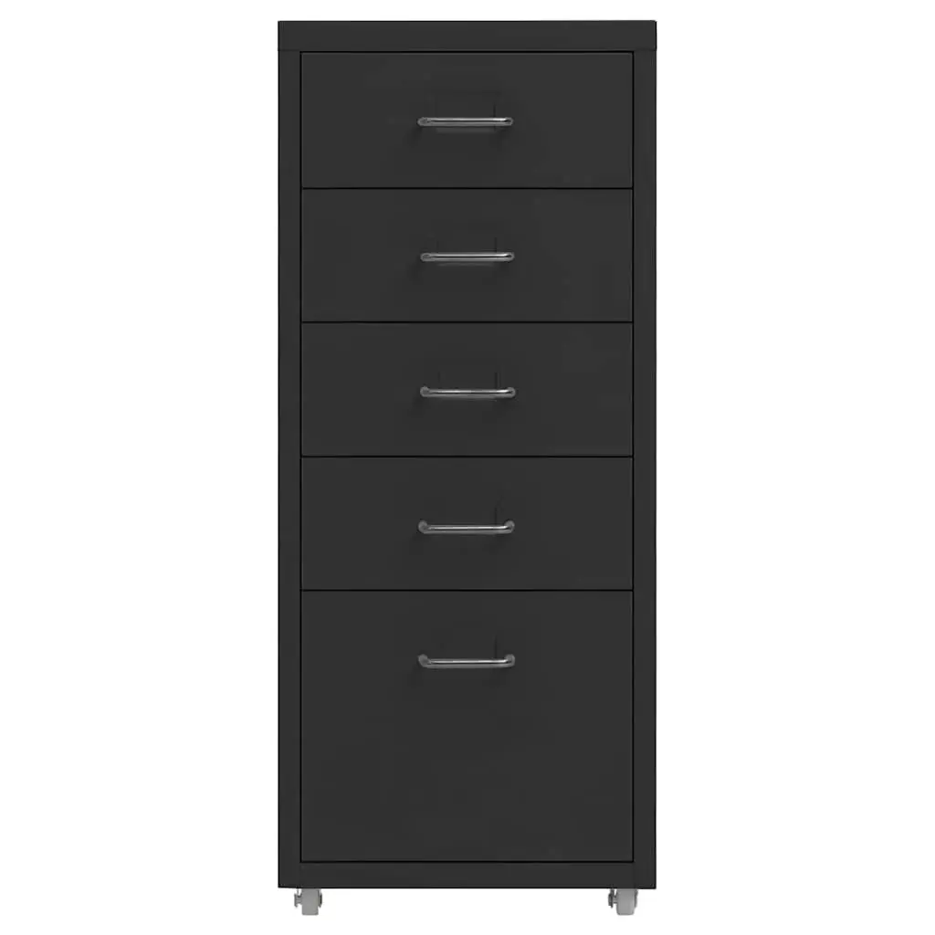 Filing Cabinet Metal 5 Drawer Black 28 x 41 x 69 cm