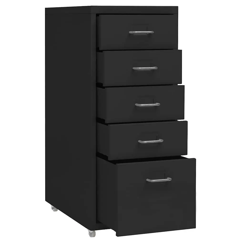 Filing Cabinet Metal 5 Drawer Black 28 x 41 x 69 cm
