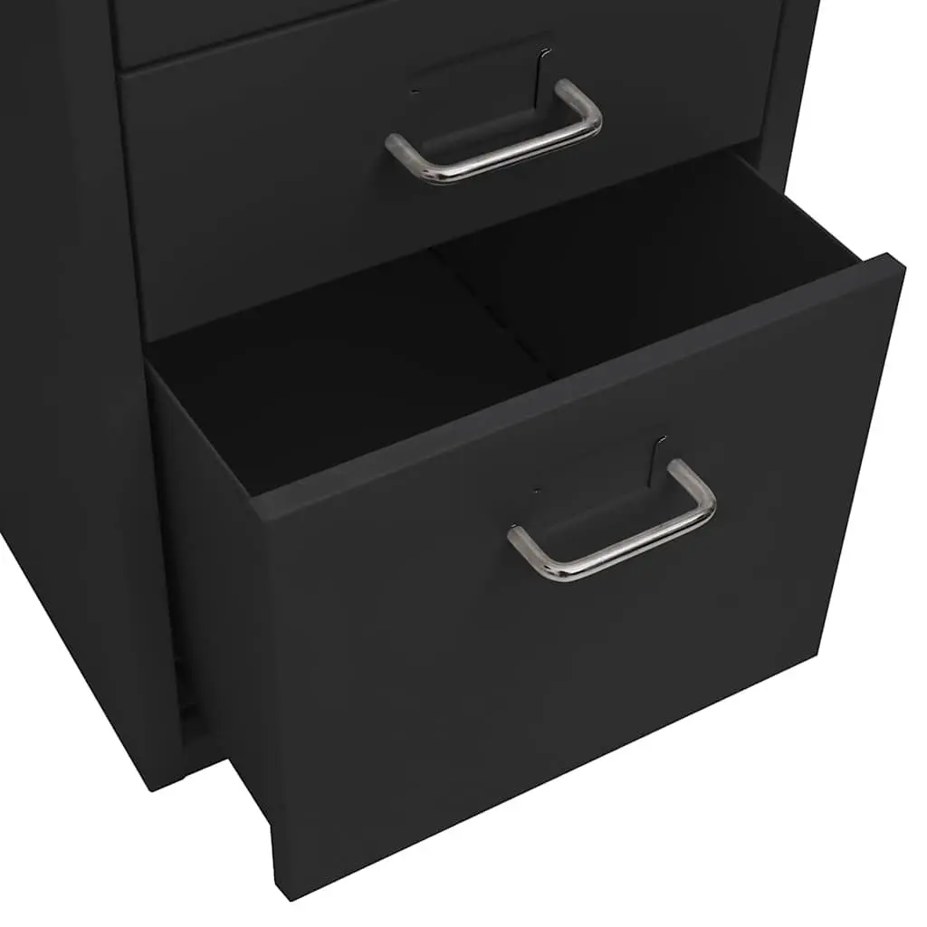 Filing Cabinet Metal 5 Drawer Black 28 x 41 x 69 cm