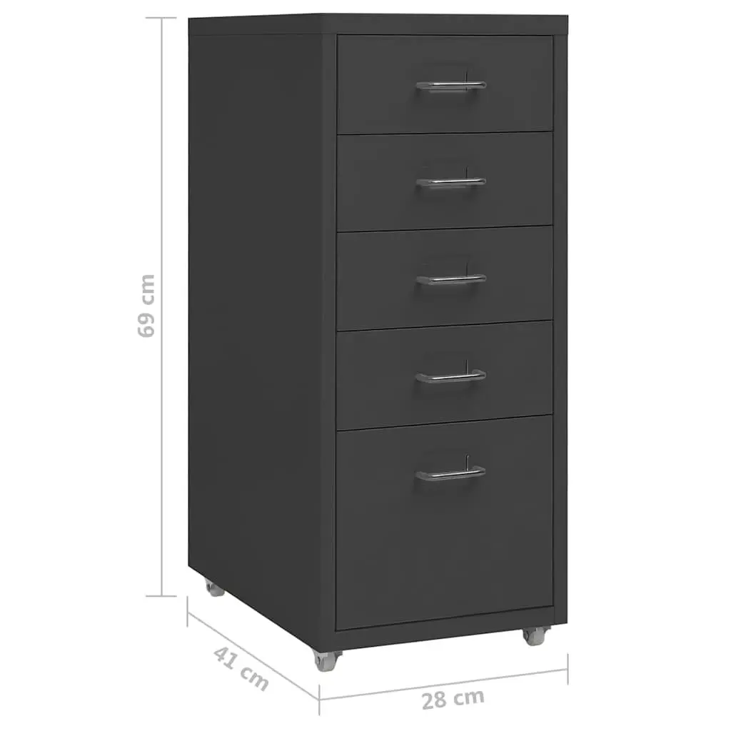 Metal Office Storage Cabinet with 5 Drawers and Wheels