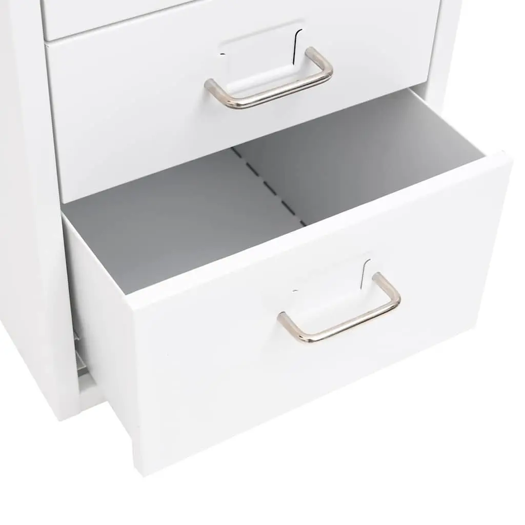 6 Drawer Mobile Filing Cabinet with Wheels in White
