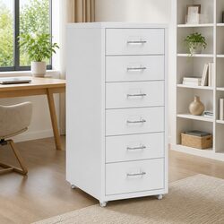 Sturdy Grey Metal File Cabinet with 6 Drawers