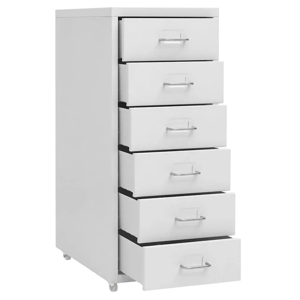 Mobile File Cabinet Metal 28W x 41D x 69H cm Grey 6 Drawers