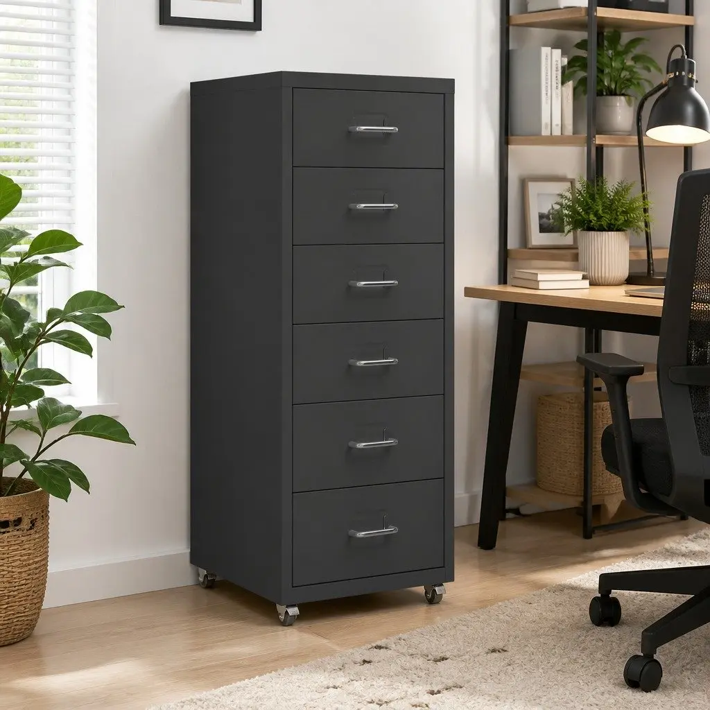 Mobile Filing Cabinet with 6 Drawers on Wheels
