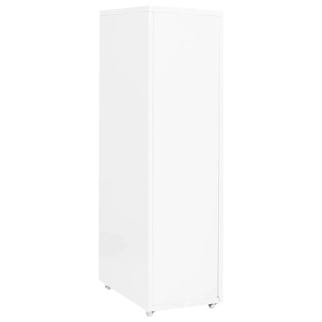 Metal File Cabinet 8 Drawer Mobile Office Storage White with Wheels 28x41x109cm