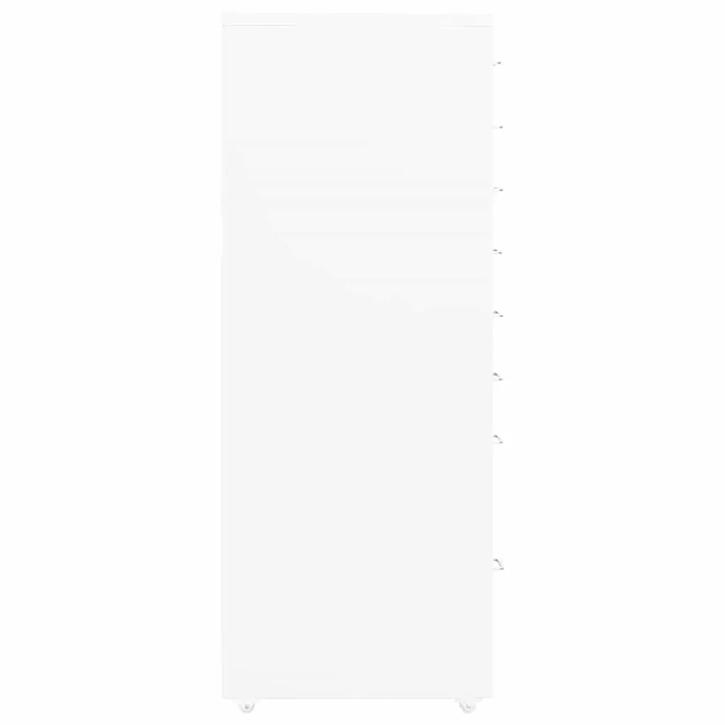 Metal File Cabinet 8 Drawer Mobile Office Storage White with Wheels 28x41x109cm